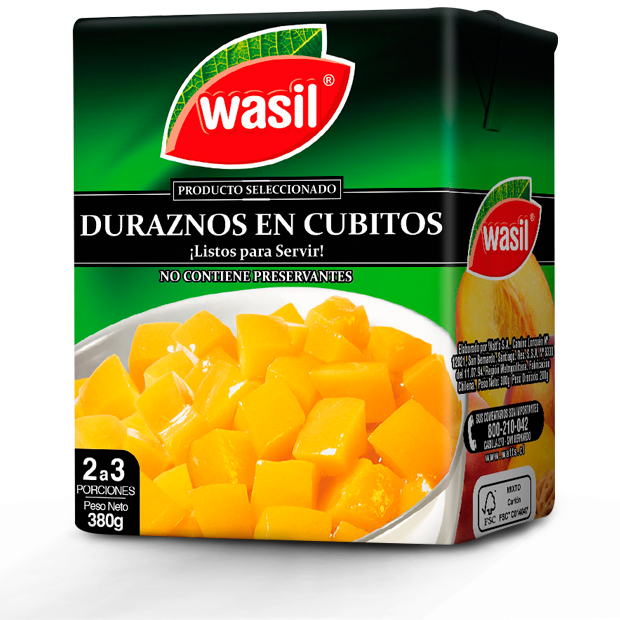 Duraznos en Cubitos   Wasil 380 g.