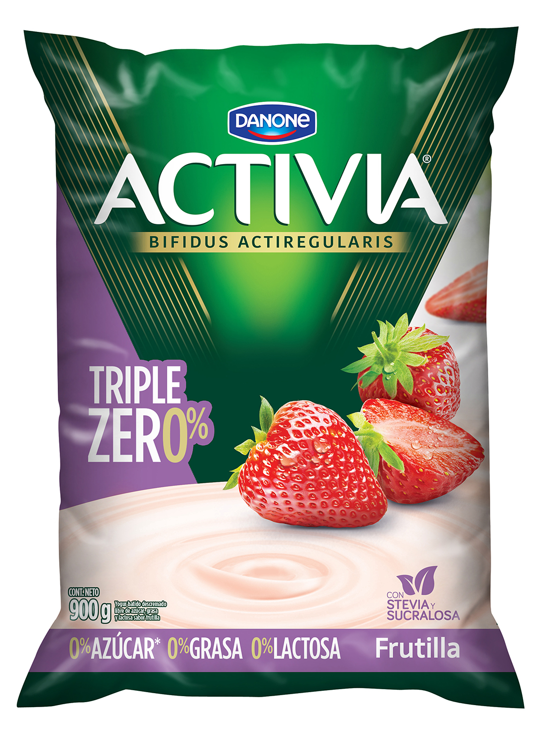 Yoghurt Triple Zero Bolsa Frutilla Activia 900g