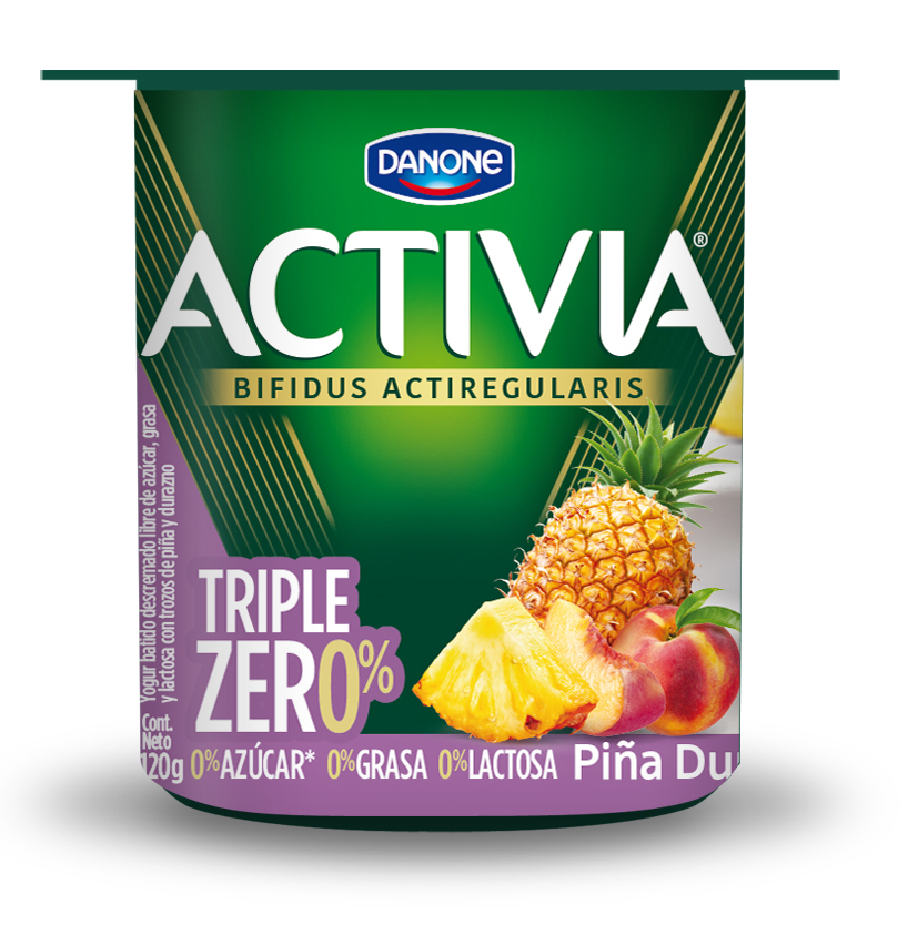 Yoghurt Triple Zero Piña Durazno Activia 120g