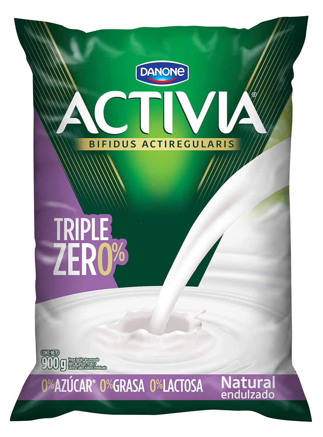 Yoghurt Triple Zero Bolsa Natural Endulzado Activia 900g
