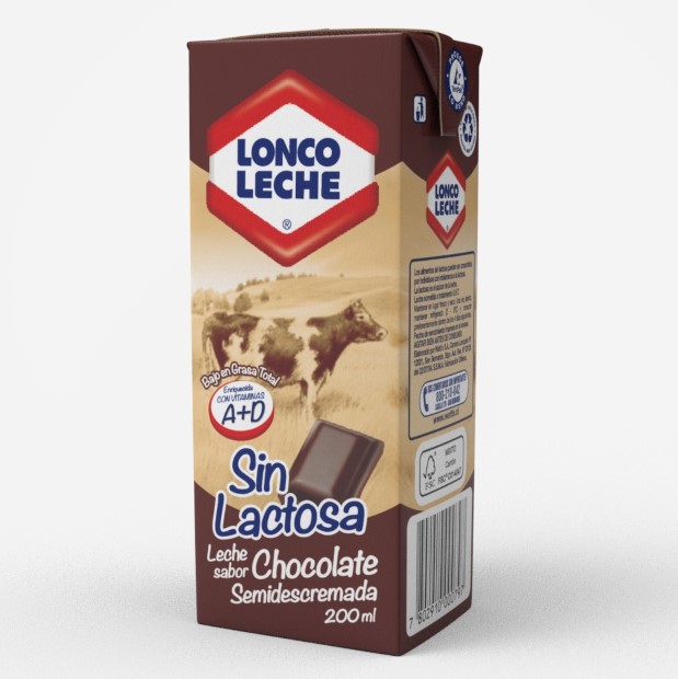 Leche Semidescremada Sin Lactosa Chocolate Loncoleche 200 ml