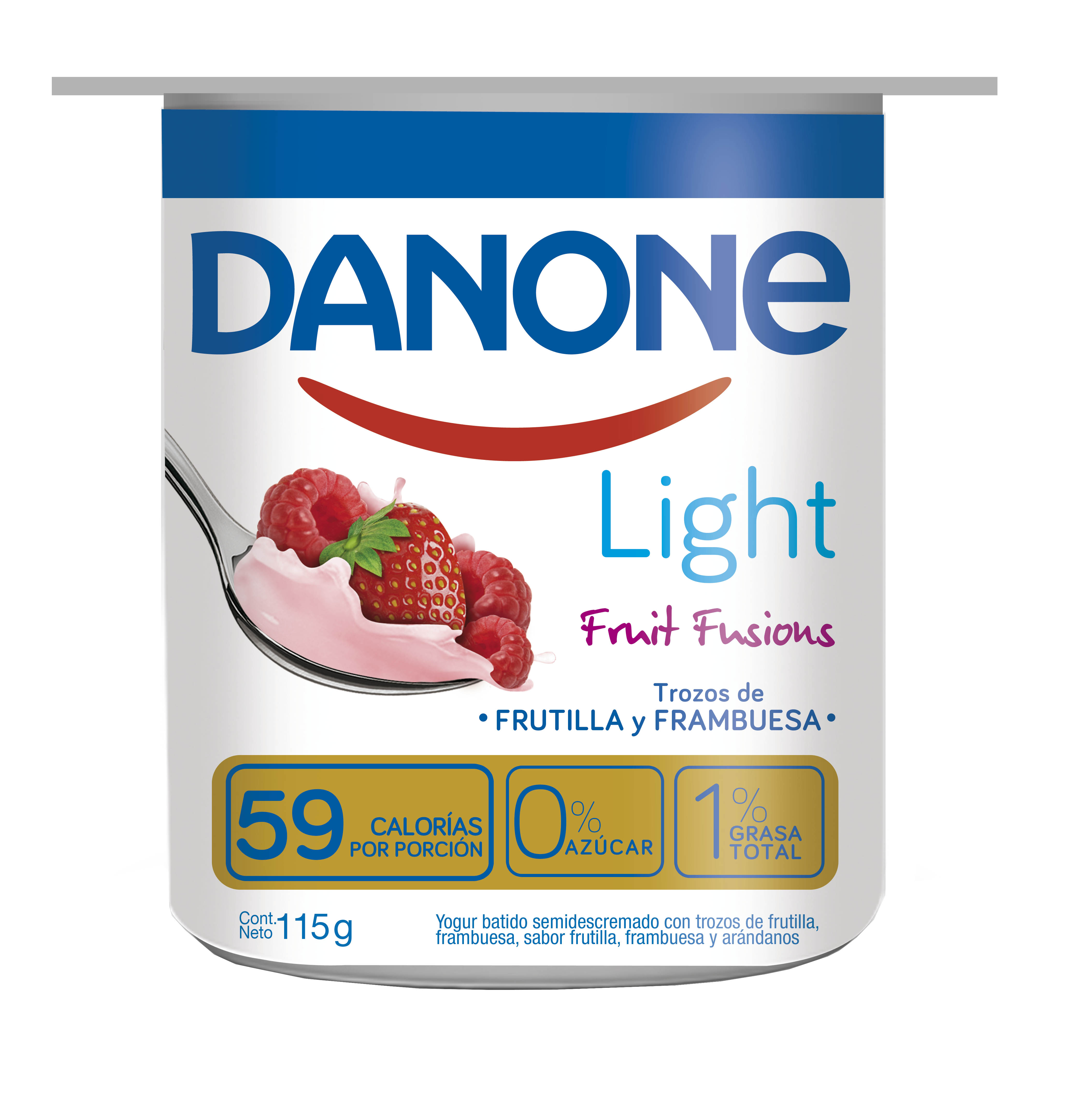 Yoghurt Fruit Fusions Frutilla y Frambuesas Danone Light 115g